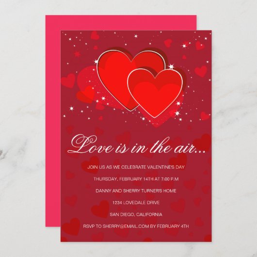 Liebe ist in der Luft Valentine Party Einladung (Vorne/Hinten)
