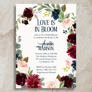 Liebe ist in voller Blüte Boho Florale Hochzeitsdu Einladung