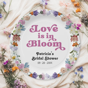 Liebe ist in voller Blüte Brautparty Wildblumen Pappteller