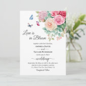 Liebe ist in voller Blüte - Hochzeit mit QR-Code Einladung (Stehend Vorderseite)