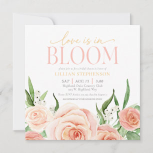 Liebe ist in voller Blüte Rosa Florale Hochzeitsdu Einladung