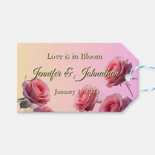 Liebe ist in voller Blüte Rosa Rosen erröten Hinte Geschenkanhänger