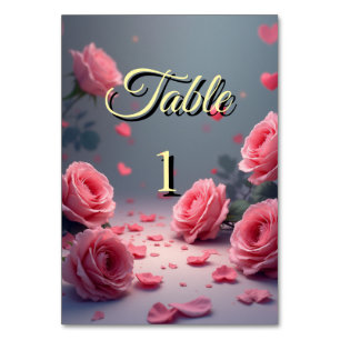 Liebe ist in voller Blüte Rosa Rosen Hochzeit Eleg Tischnummer