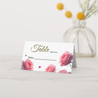 Liebe ist in voller Blüte Rosa Rosen Hochzeitsgast Platzkarte