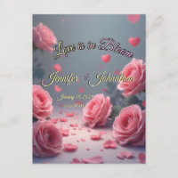 Liebe ist in voller Blüte Rosa Rosen Save-the-Date