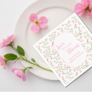 Liebe ist in voller Blüte Rosafarbene Florale Hoch Serviette