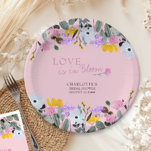 Liebe ist in voller Blüte Wildblumen-Rasen Floral Pappteller