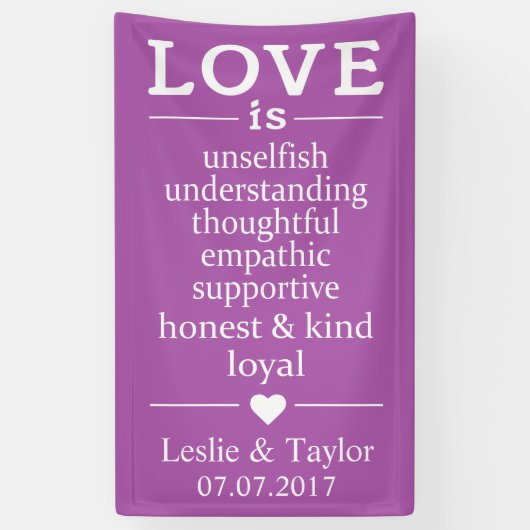 Liebe ist ... individuelle Name, Datum und Farbe B Banner (Vertikal)