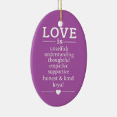 Liebe ist ... individuelle Name, Datum und Farbe V Keramik Ornament (Rechts)