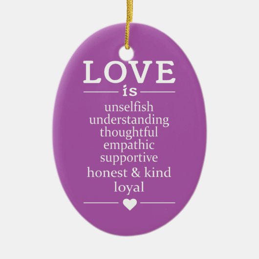 Liebe ist ... individuelle Name, Datum und Farbe V Keramik Ornament (Vorne)