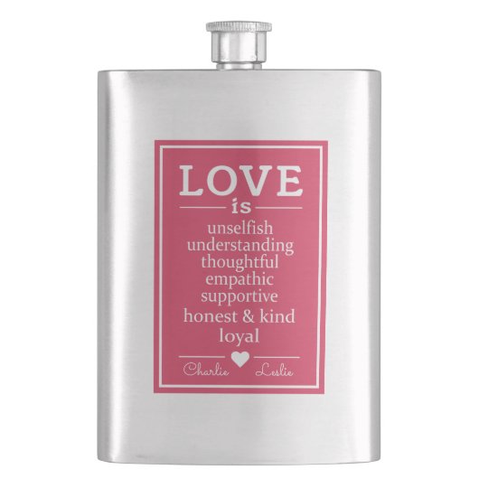 Liebe ist ...individuelle Name Flasche Flachmann (Vorderseite)