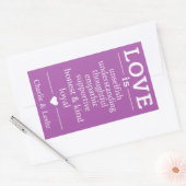 Liebe ist ... individuelle Name und Farbaufkleber Rechteckiger Aufkleber (Umschlag)