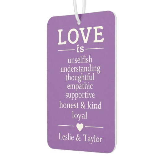 Liebe ist ... individuelle Name und Farblufterfris Autolufterfrischer (Links)