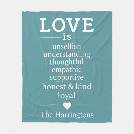 Liebe ist ... individuelle Name- und Farbvlies-Dec Fleecedecke (Vorderseite)