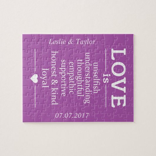 Liebe ist… individuelle Namen, Datum u. Puzzle (Horizontal)