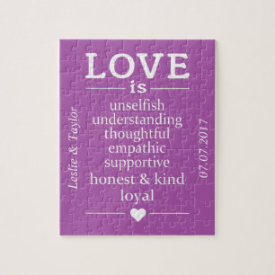 Liebe ist… individuelle Namen, Datum u. Puzzle