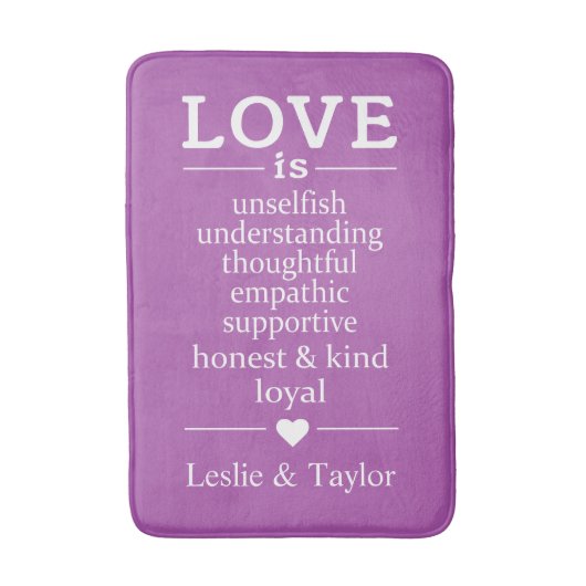 Liebe ist ... individuelle Namen und Farbbadematte Badematte (Vorderseite Vertikal)
