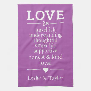 Liebe ist ... individuelle Namen und Küchentuch