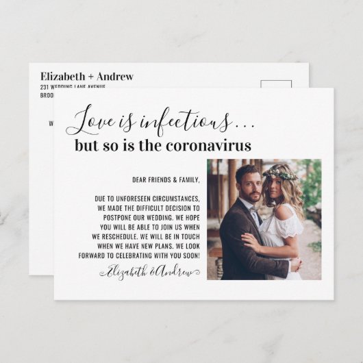 Liebe ist infektiöses Covid19 Foto Ändern Sie das  Ankündigungspostkarte (Vorne/Hinten)
