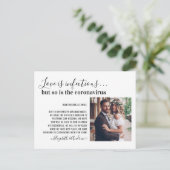 Liebe ist infektiöses Covid19 Foto Ändern Sie das Ankündigungspostkarte (Stehend Vorderseite)