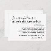 Liebe ist infektiöses Covid19 Hochzeitspause Ankündigung (Vorne/Hinten)