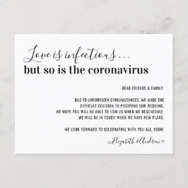 Liebe ist infektiöses Covid19 Hochzeitspause Ankündigungspostkarte