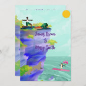 Liebe ist Journey Sunrise Pinguin Sea Lion Hochzei Einladung (Vorne/Hinten)