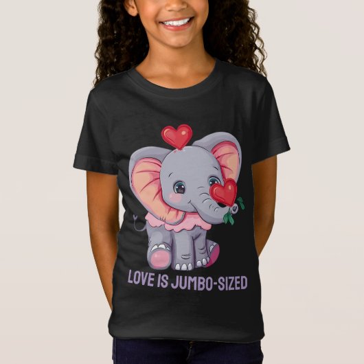 Liebe ist Jumbo-groß | Niedlich Elephant Valentine T-Shirt (Vorderseite)