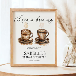 Liebe ist Kaffee Brautparty Willkommen Poster
