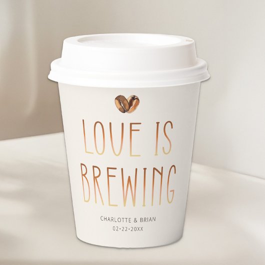 Liebe ist Kaffee in Papierbechern Hochzeit Dusche Pappbecher