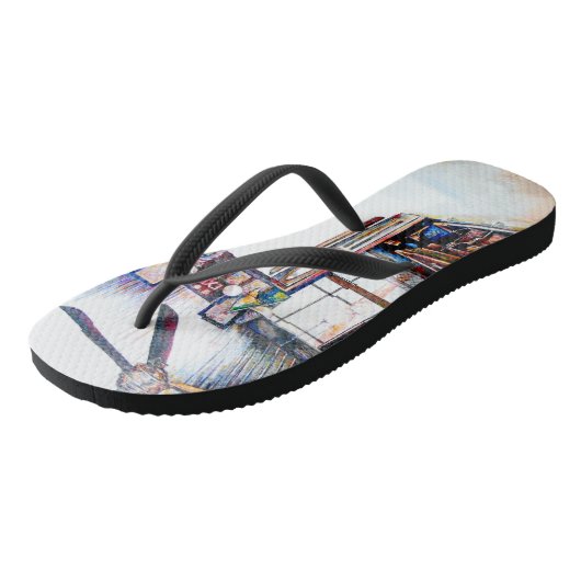 Liebe ist keine Mauer, sondern eine Brücke Badesandalen (Schrägansicht)