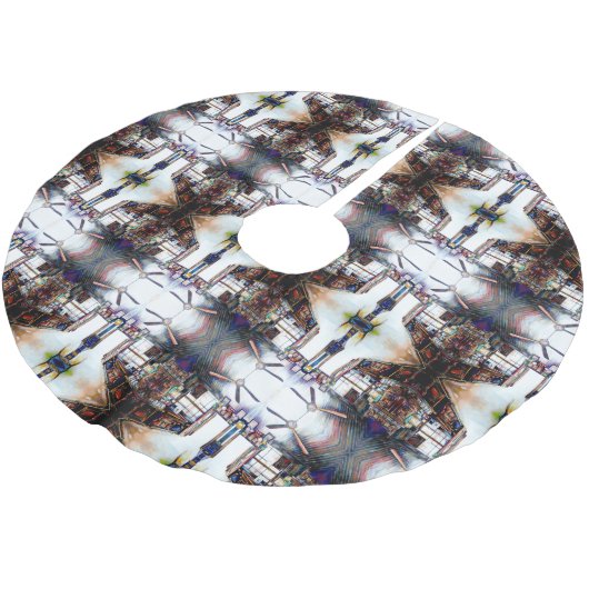 Liebe ist keine Mauer, sondern eine Brücke Polyester Weihnachtsbaumdecke (Schrägansicht)