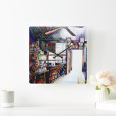 Liebe ist keine Mauer, sondern eine Brücke Quadratische Wanduhr (Zuhause)