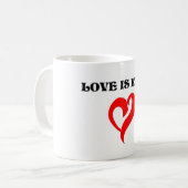 "LIEBE IST KIND" HERZ KAFFEETASSE (Vorderseite Links)