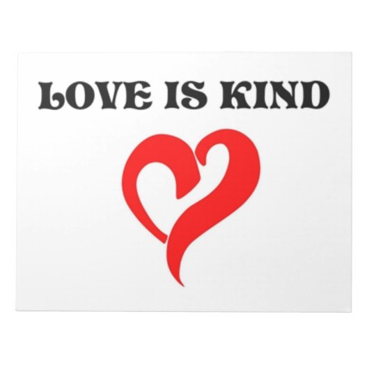 "LIEBE IST KIND" HERZ NOTIZBLOCK (Vorderseite)