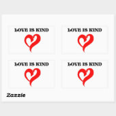 "LIEBE IST KIND" HERZ RECHTECKIGER AUFKLEBER (Blatt)