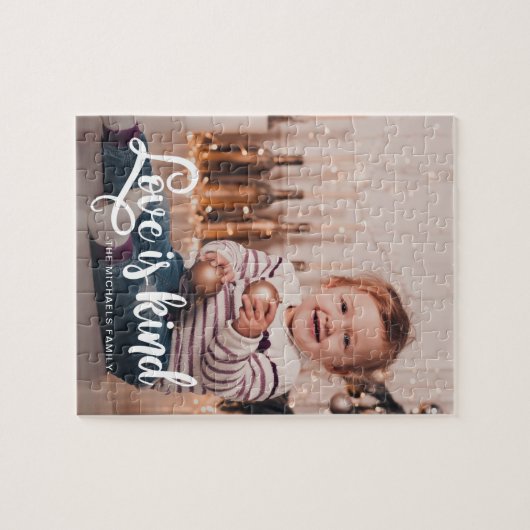 Liebe ist Kind-Script mit Foto und Name Puzzle (Horizontal)