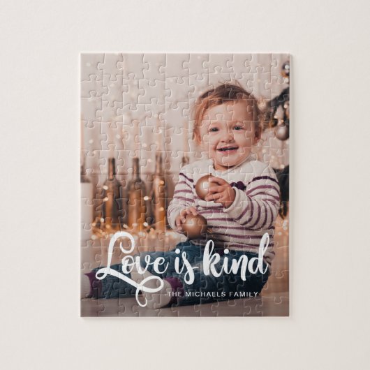 Liebe ist Kind-Script mit Foto und Name Puzzle (Vertikal)