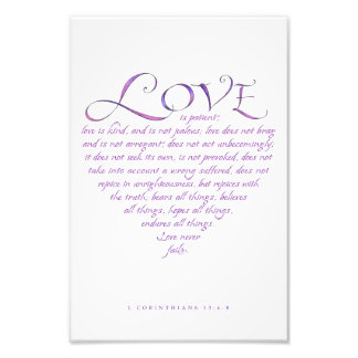 Liebe ist Kind Zitat Typografie Blau/Lila Herz Fotodruck