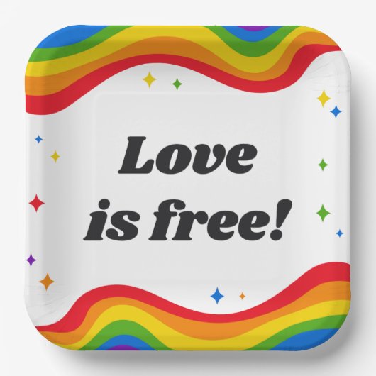 Liebe ist kostenlos: Rainbow Pride Square Paper Te Pappteller (Vorderseite)
