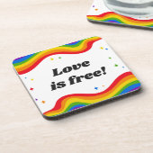 "Liebe ist kostenlos: Rainbow Pride Untersetzer (Linke Seite)