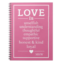 Liebe ist ... kundenspezifisches Monogramm- und Fa Notizblock
