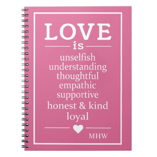 Liebe ist ... kundenspezifisches Monogramm- und Fa Notizblock (Vorderseite)