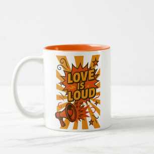 Liebe ist laut - kühne Comic-Style-Aussage Zweifarbige Tasse
