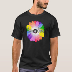 Liebe ist Lgbt Rainbow Daisy Blume Lächeln Face Lg T-Shirt