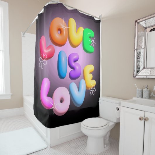 Liebe ist Liebe 3D Regenbogenforelle Duschvorhang (Beispiel)