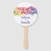 Liebe ist Liebe Aquarell Hochzeitshandfans Fächer (Vorderseite)