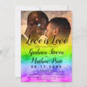 Liebe ist Liebe Aquarell Rimbow Foto Homosexuelle  Einladung (Vorderseite)