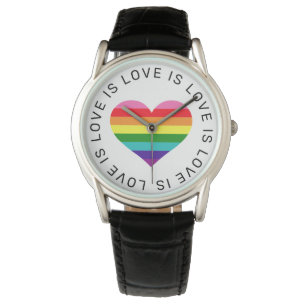 Liebe ist Liebe Black Rainbow Heart LGBTQ Prix Armbanduhr