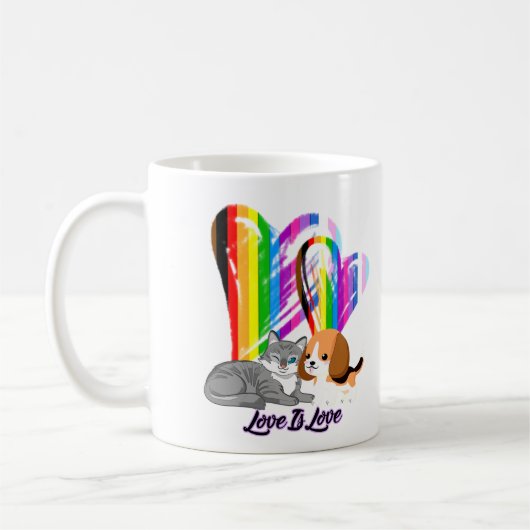 Liebe ist Liebe Cat & Dog - Besitzer von LGBTQ+ Kaffeetasse (Links)